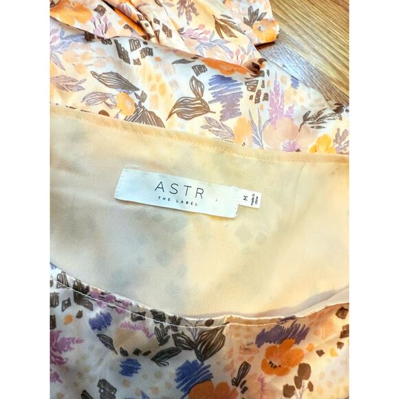 ASTR Women Medium Veida Floral CutoutTangerine Purple High Low Ruffle Midi Dress - Picture 6 of 9